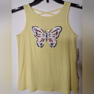 NWT Rumi + Ryder Girl's Yellow/Sequin Butterfly Top Multiple Sizes